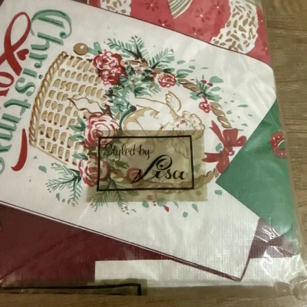 Styled by Lisa CHRISTMAS VINYL FLANNEL BACK TABLECLOTH 52